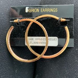 14kt. gold Light Pink Amethyst hoop earrings